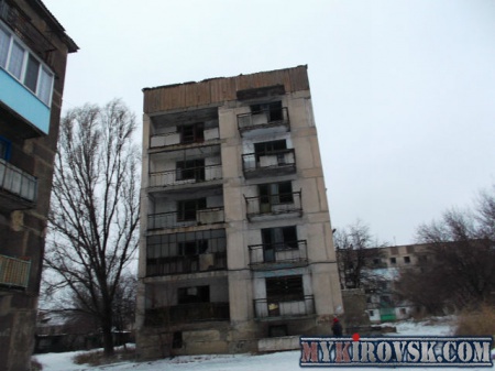 Попадания снарядов поселок Донецкий217